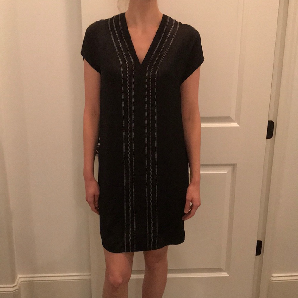 Vince black shift dress v neck dress